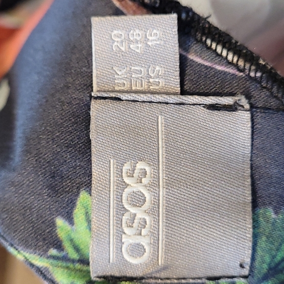 Asos Plus Size Curvy Floral Fitted Dress V Back And Hidden Zipper Plus Size 16 - Picture 7 of 12